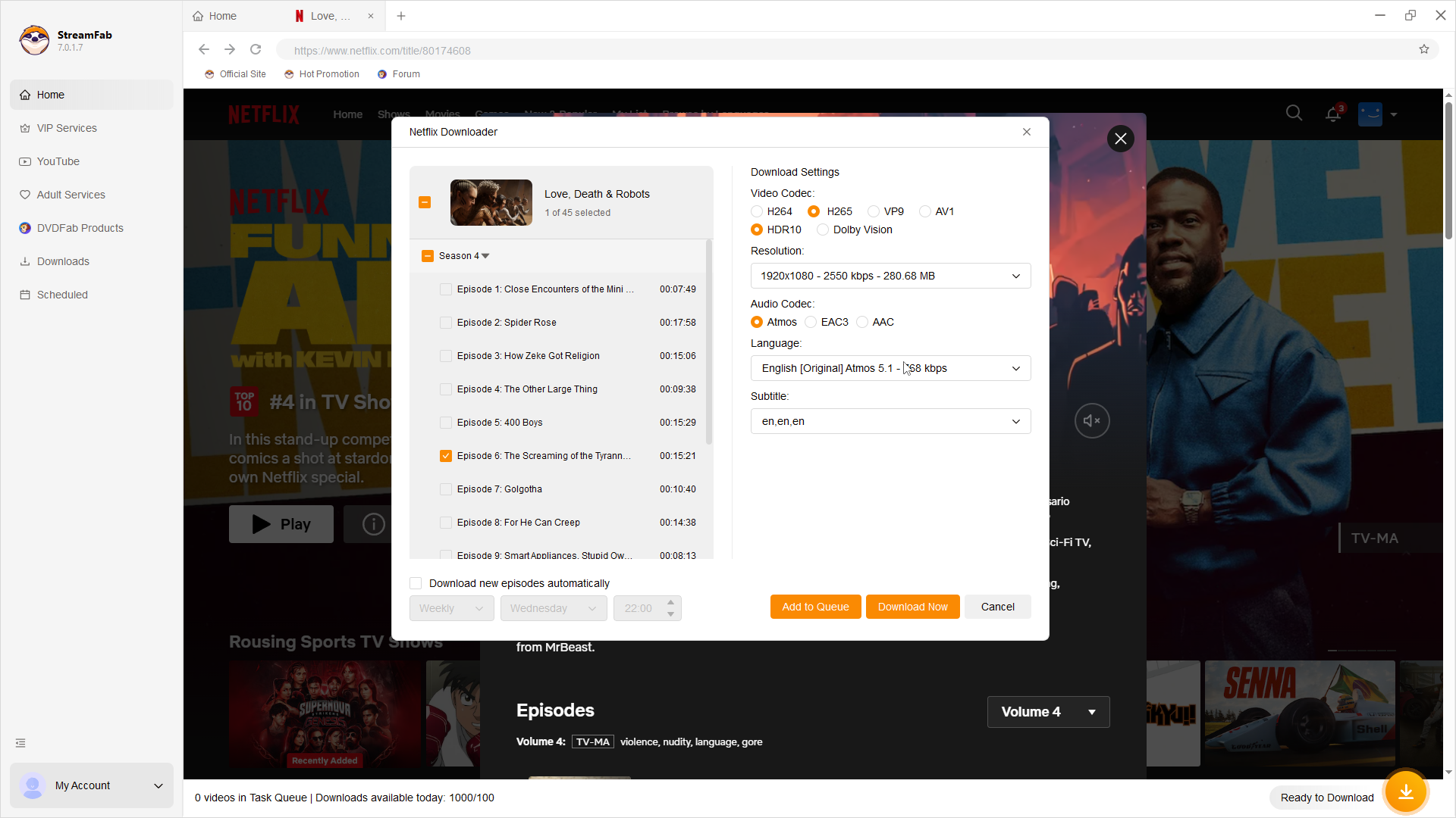 How to download DRM protected content with StreamFab: step 3