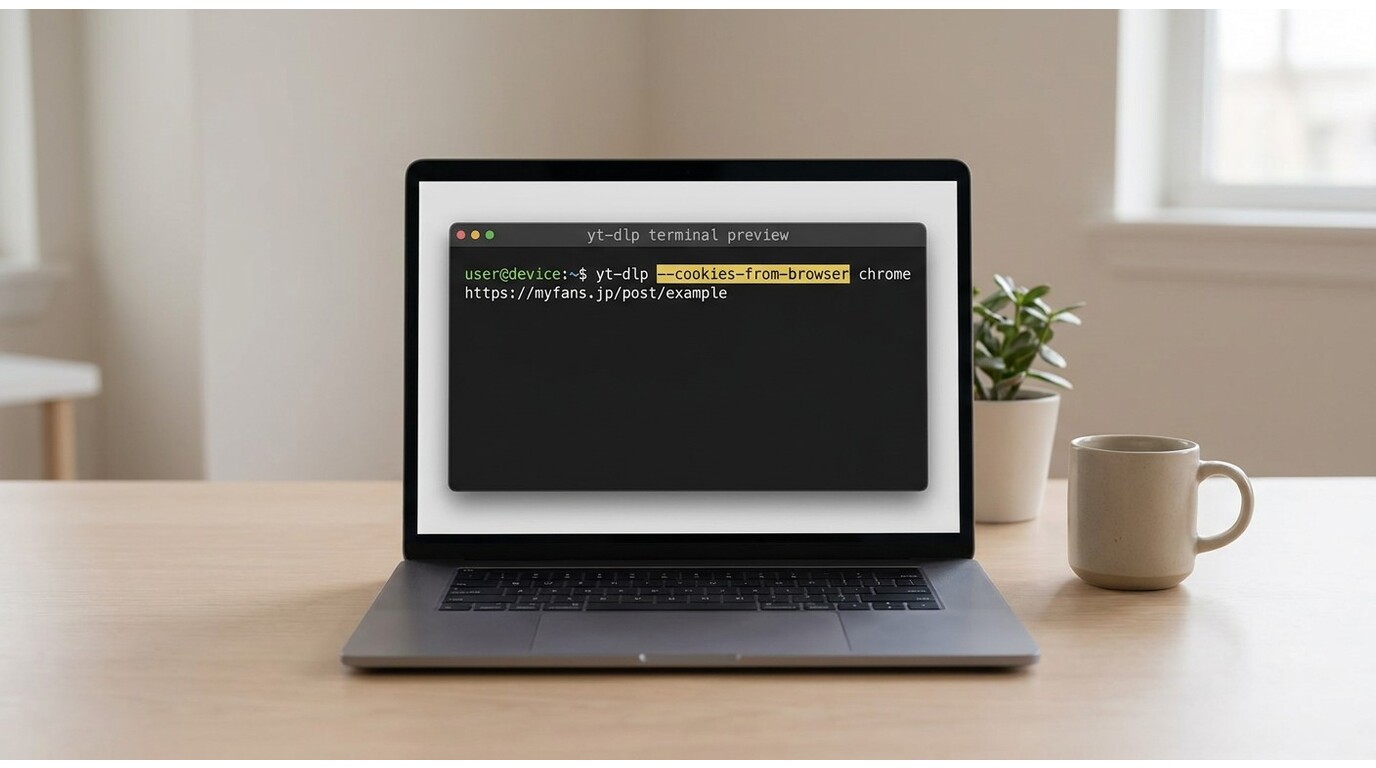 yt-dlp terminal command using --cookies-from-browser chrome flag to download a MyFans video without 