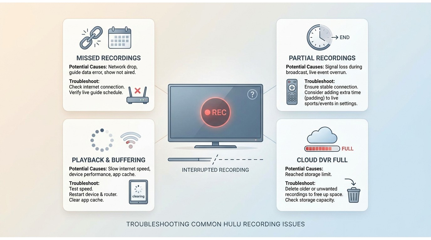 Troubleshooting common hulu recording issues
