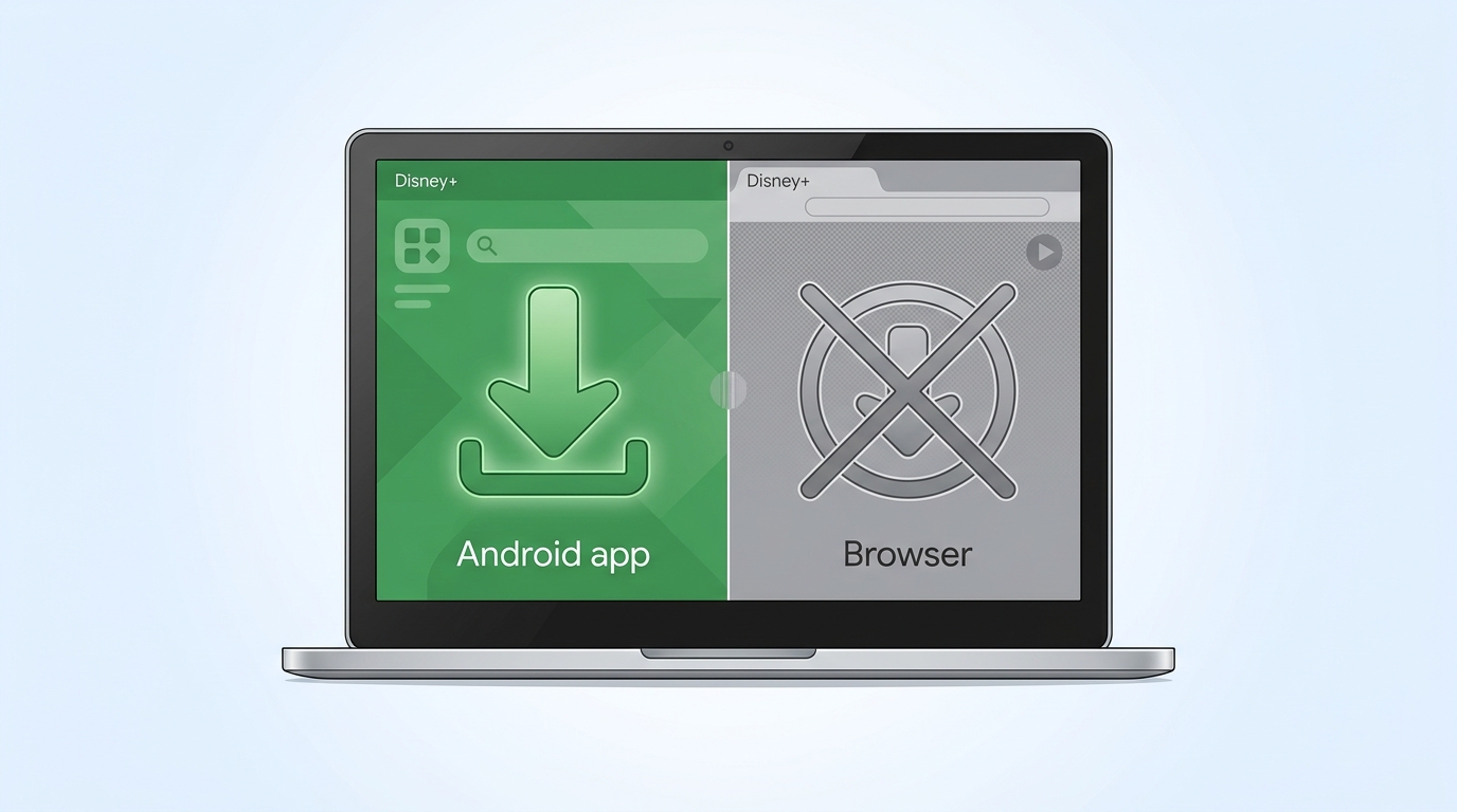 On Chromebook, the Disney+ Android app allows downloads, but offline downloads are not available when streaming through a browser.