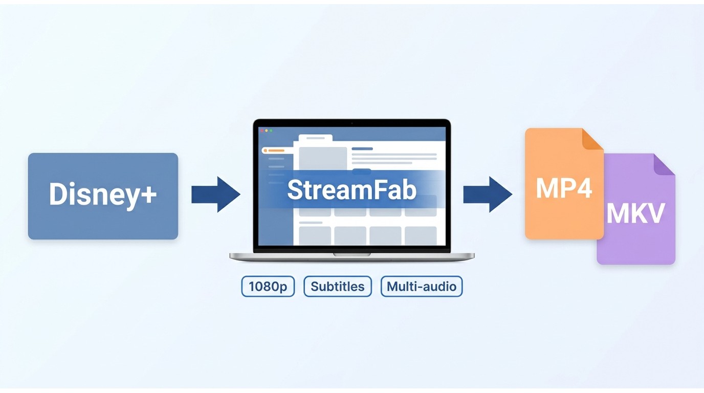 The process of saving Disney+ content as local MP4 or MKV files with StreamFab