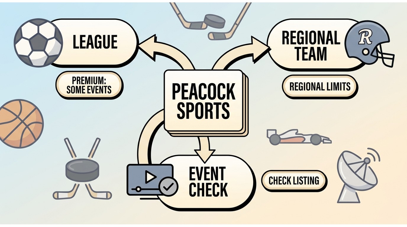 How Peacock sports access depends on league availability, regional teams, and add-on checks