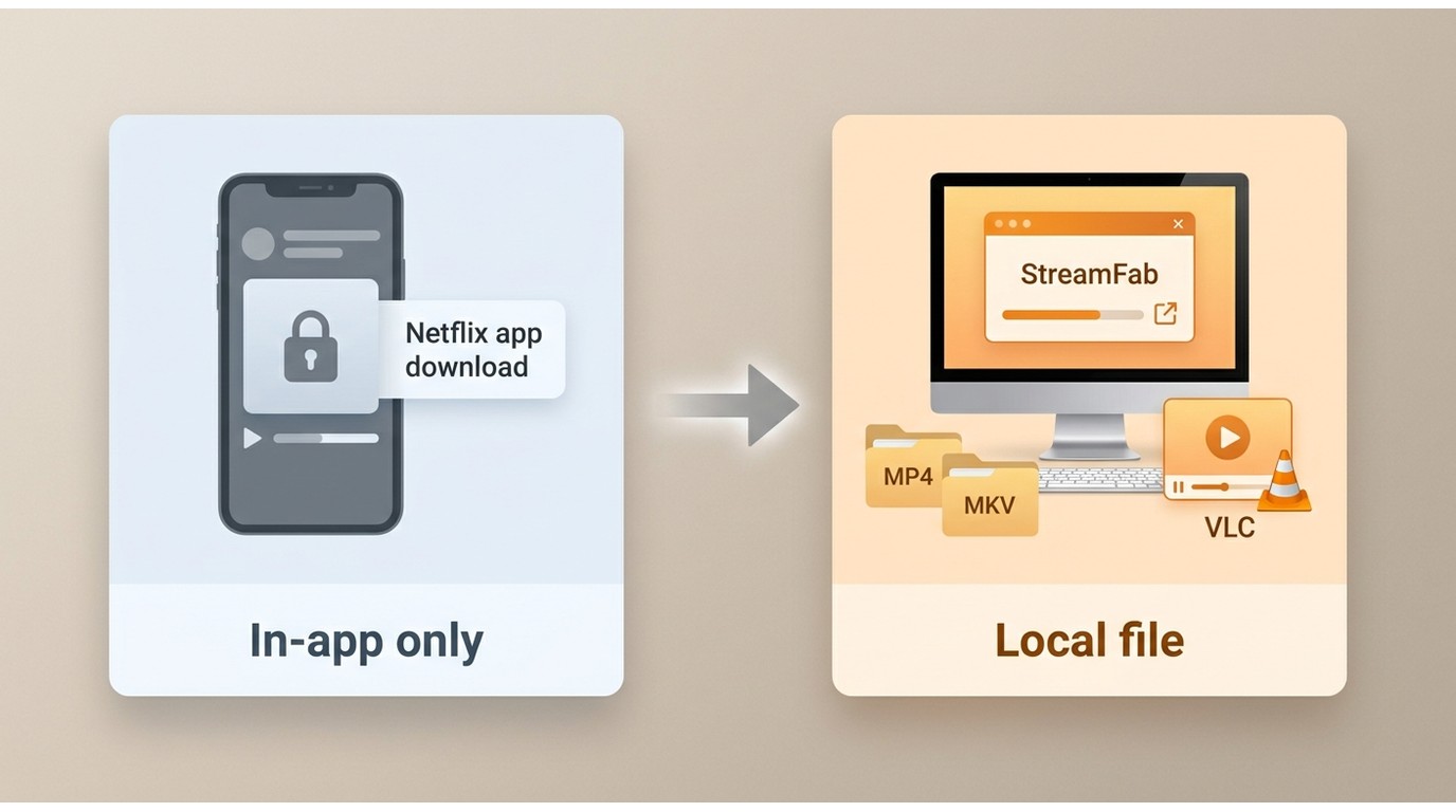 The difference between downloading within the Netflix app and exporting local MP4 or MKV files with StreamFab