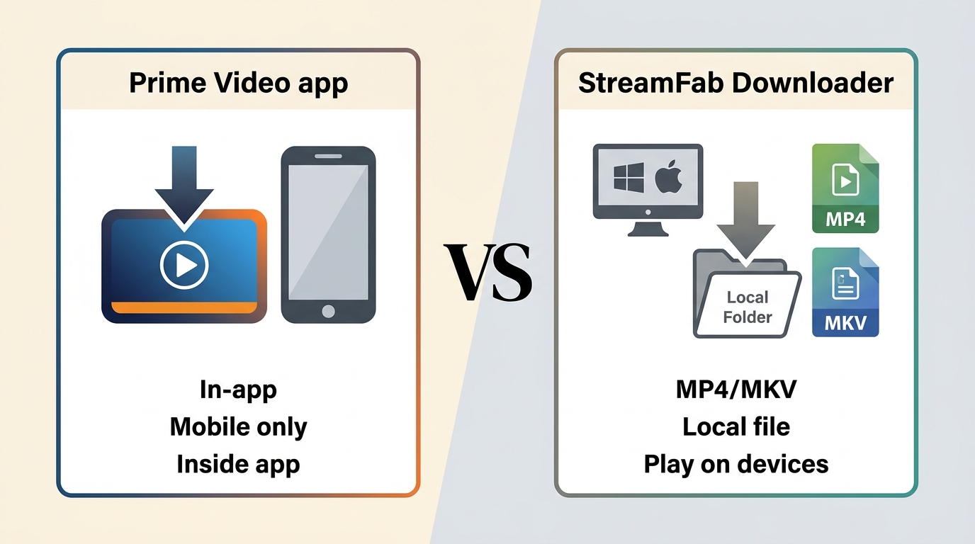 The difference between downloading within the Amazon Prime Video app and saving local files with StreamFab on desktop