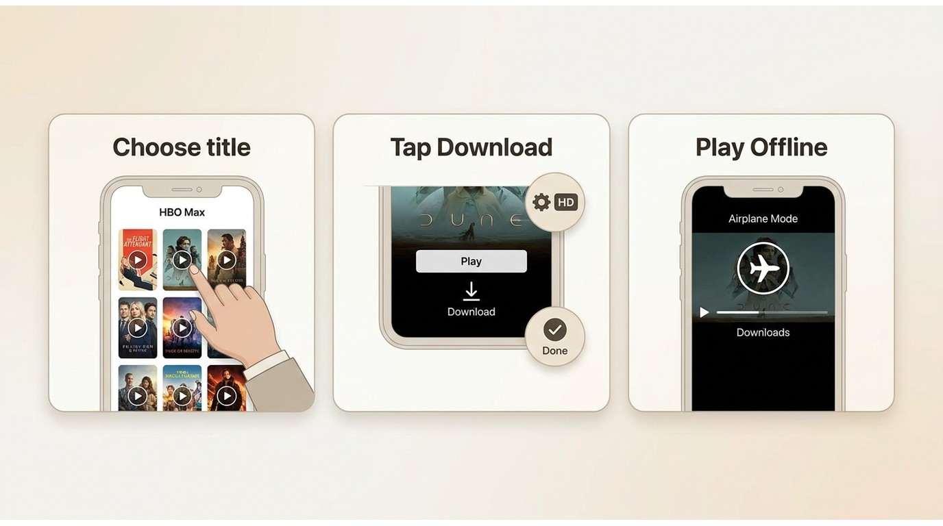 How to download in HBO Max on iPhone from title selection to offline playback check