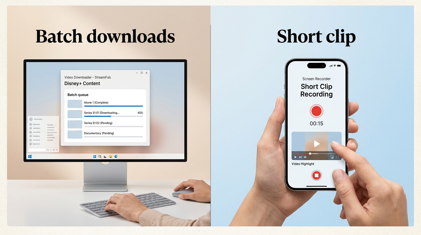 Desktop users who are suitable for managing local Disney+ files with StreamFab, compared to mobile users who only want to record short clips