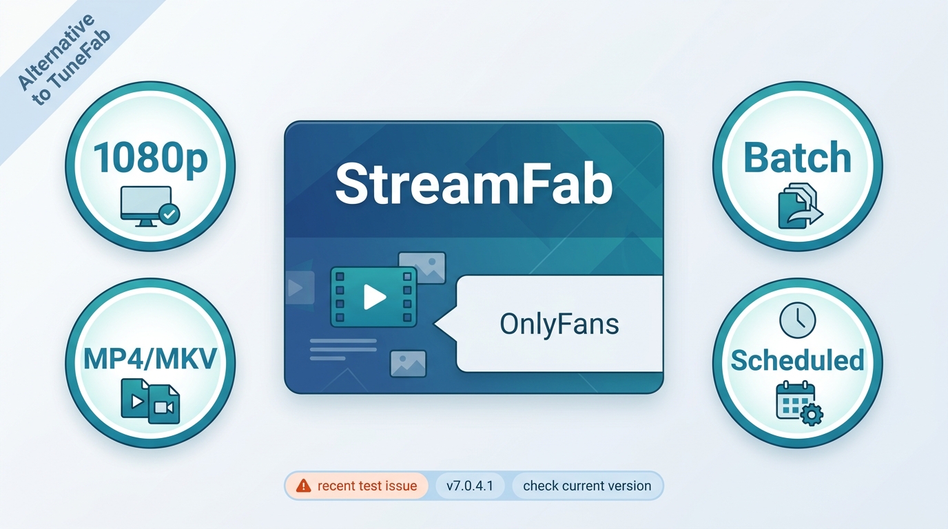 StreamFab OnlyFans Downloader overview with 1080p, MP4 or MKV, batch features, and version caution