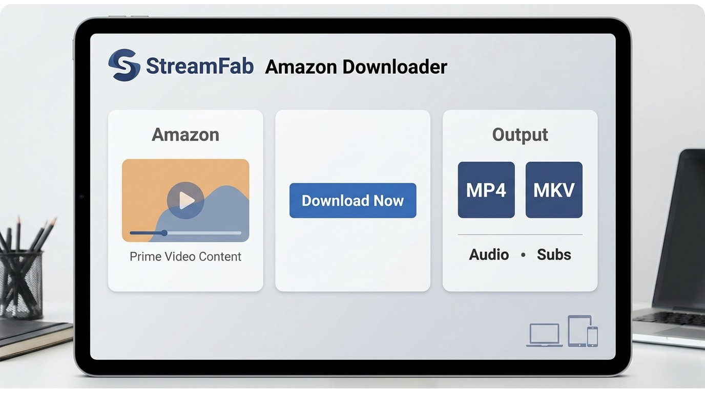 StreamFab Amazon Downloader interface with Amazon content and MP4 or MKV export options