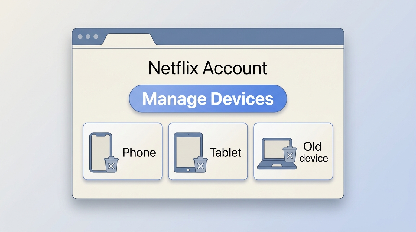 Netflix account page with Manage Download Devices and old device entries