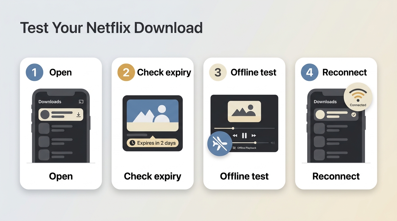 How to test Netflix downloads before travel with expiration and airplane mode checks