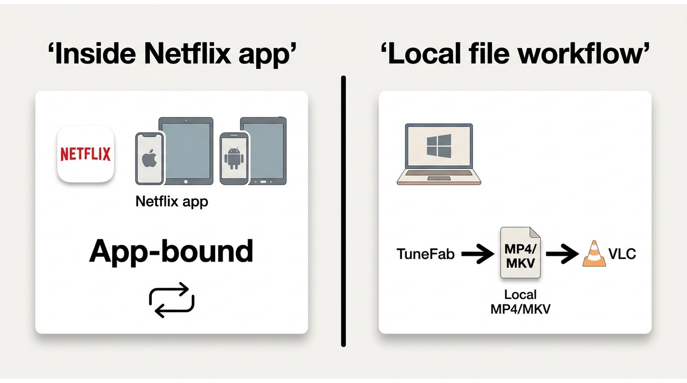 Netflix app-bound downloads compared with MP4 and MKV local files