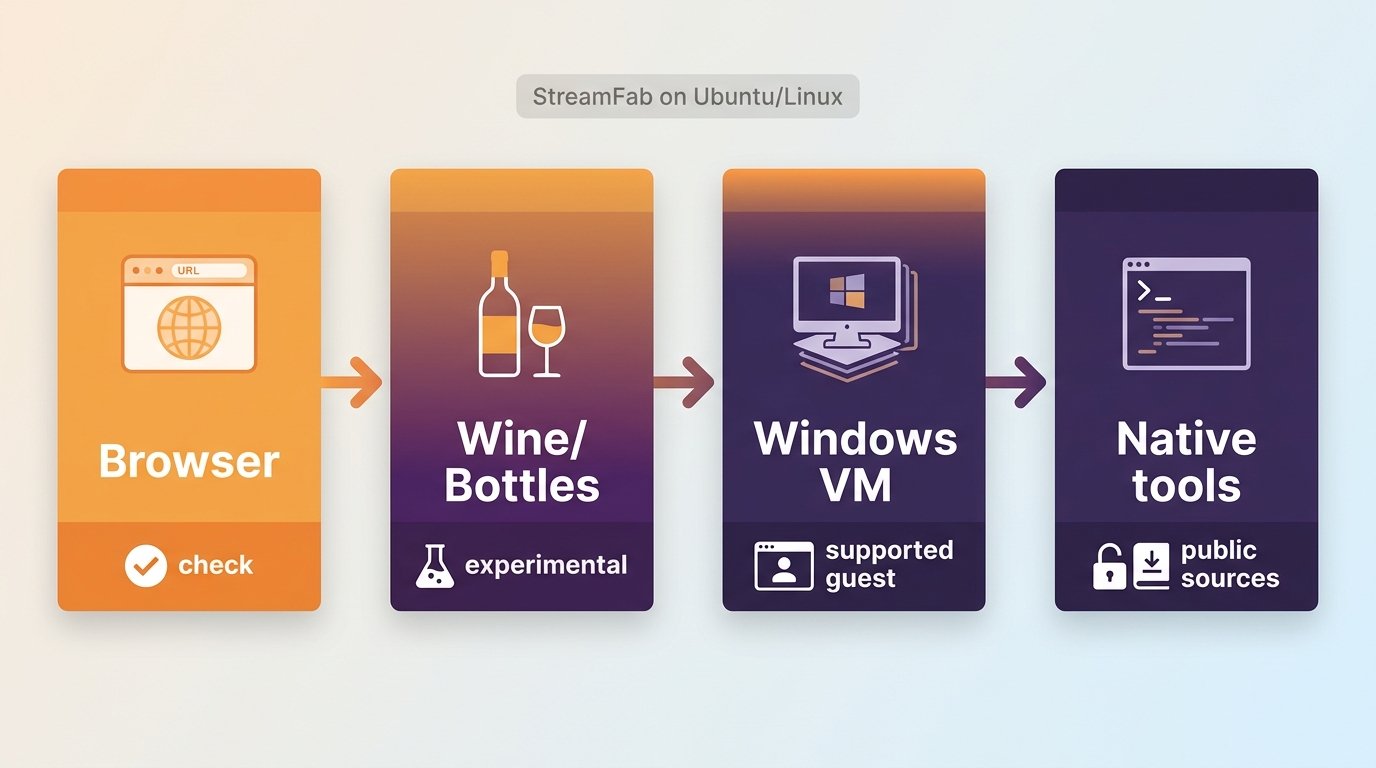 StreamFab Linux routes compared with native tools for public sources