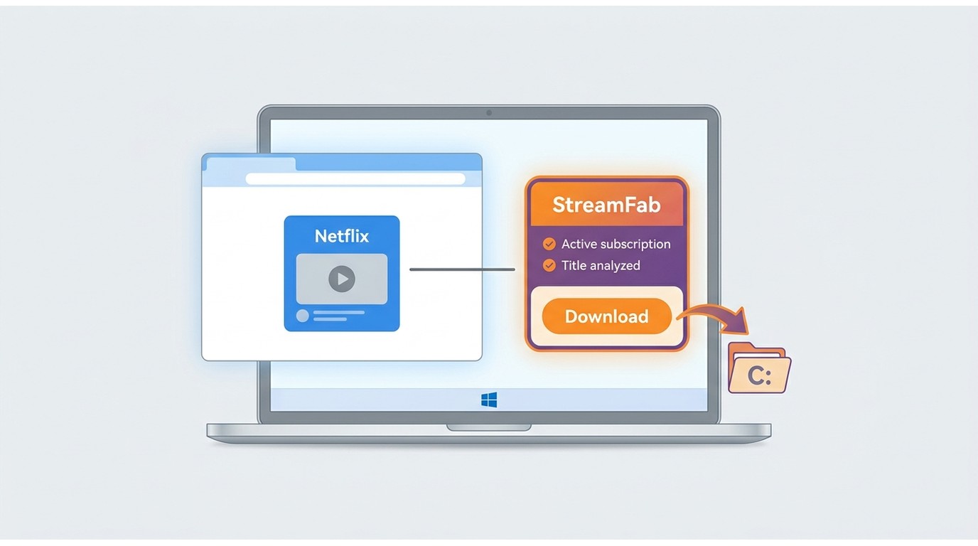 StreamFab browser helper connected to Netflix on Windows