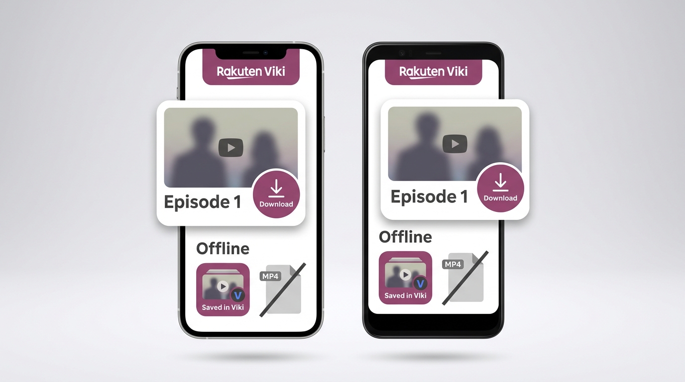 Viki episode download button and app-only offline viewing on mobile