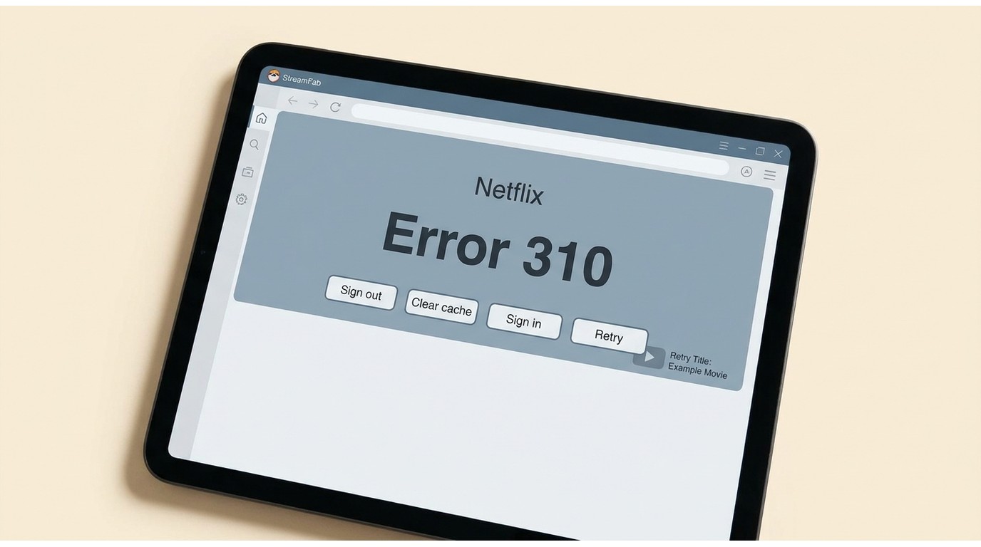 StreamFab Netflix login screen with Error 310 and reauthentication steps