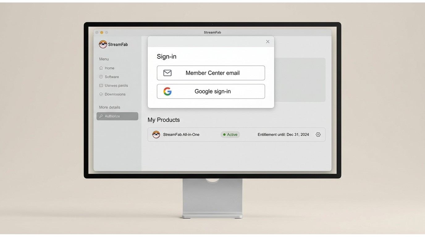 StreamFab authorization flow from Menu to My Products