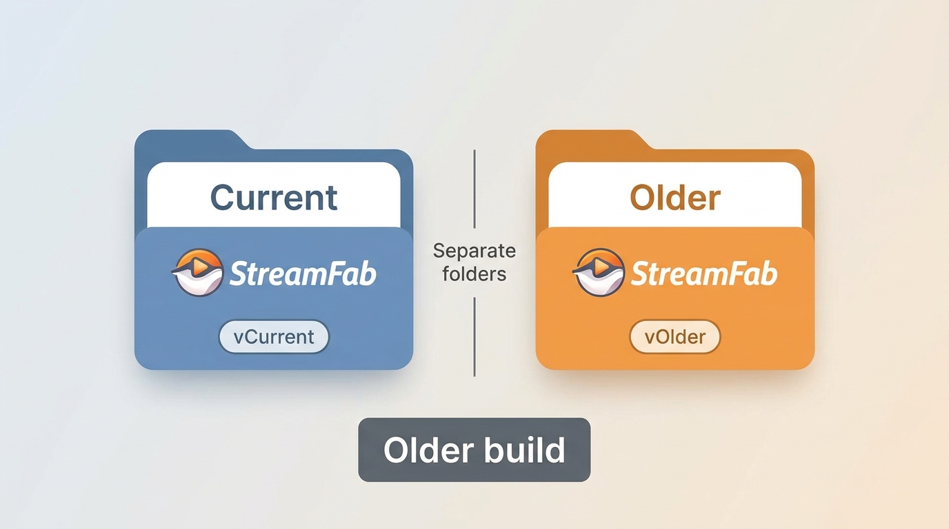 Windows folders showing current and older StreamFab installations