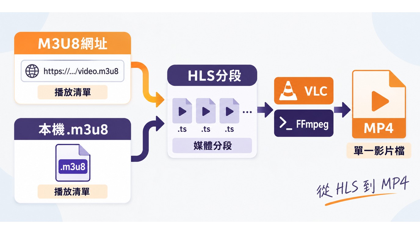 M3U8網址和本機播放清單合併HLS分段並輸出MP4