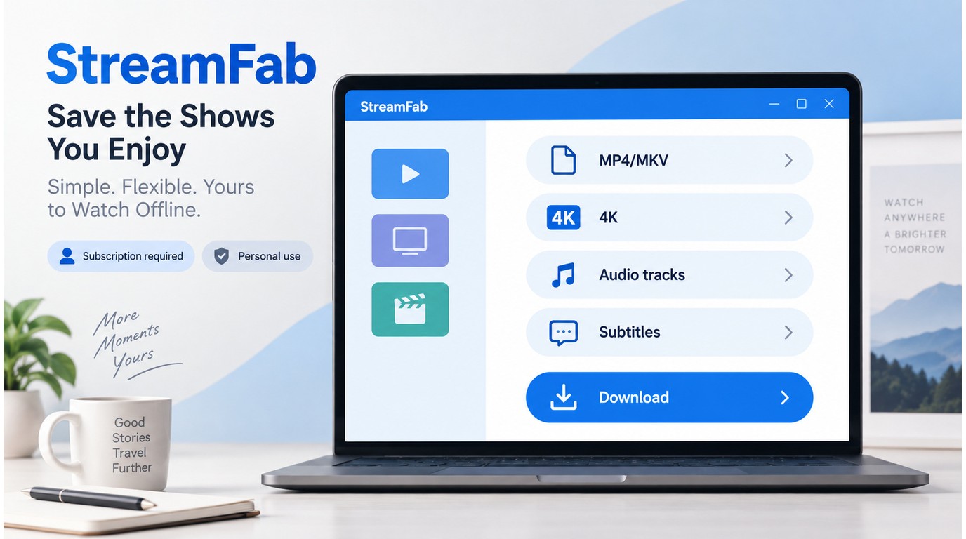 StreamFab task settings for MP4 or MKV, 4K, audio tracks, and subtitles