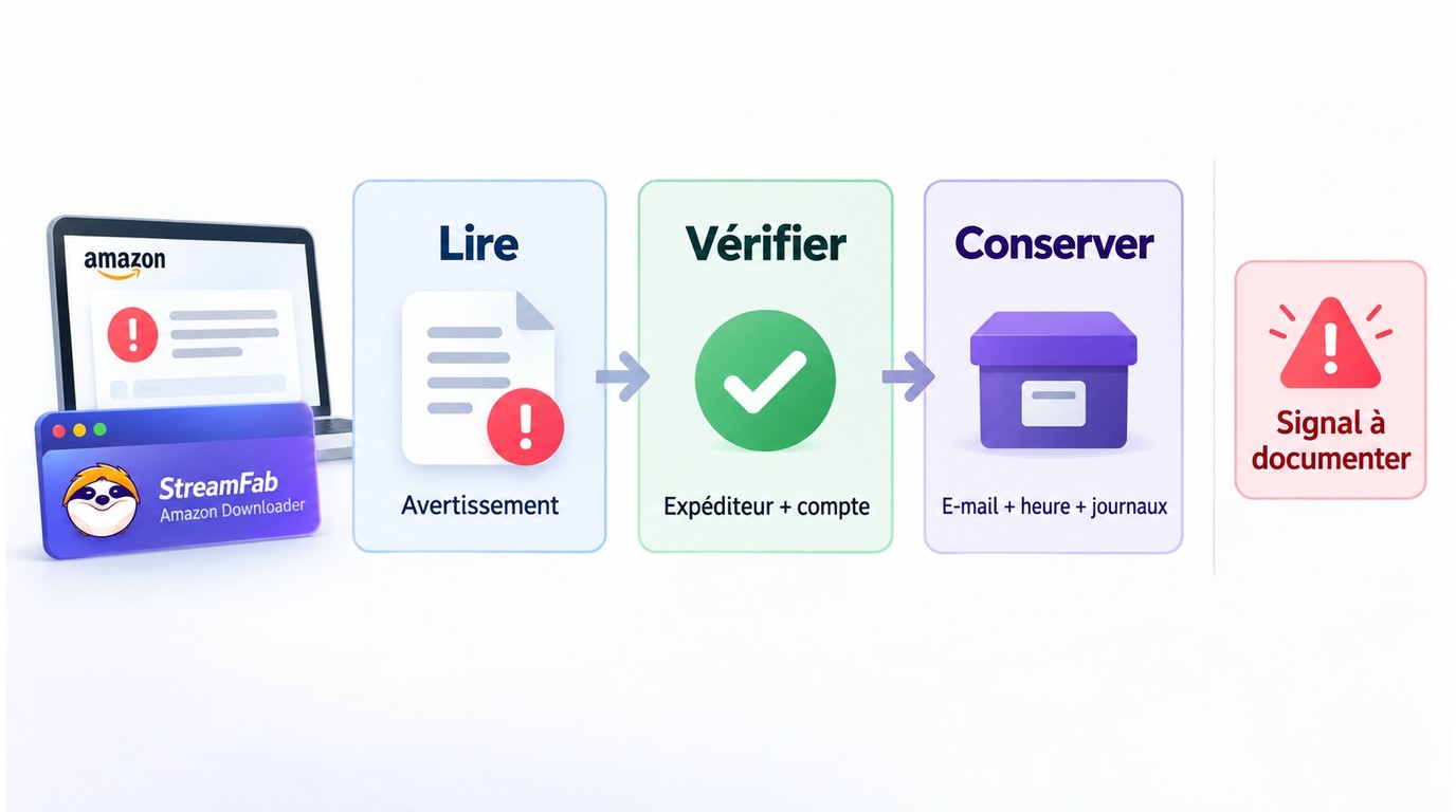 Étapes pour documenter un avertissement Amazon lié à StreamFab