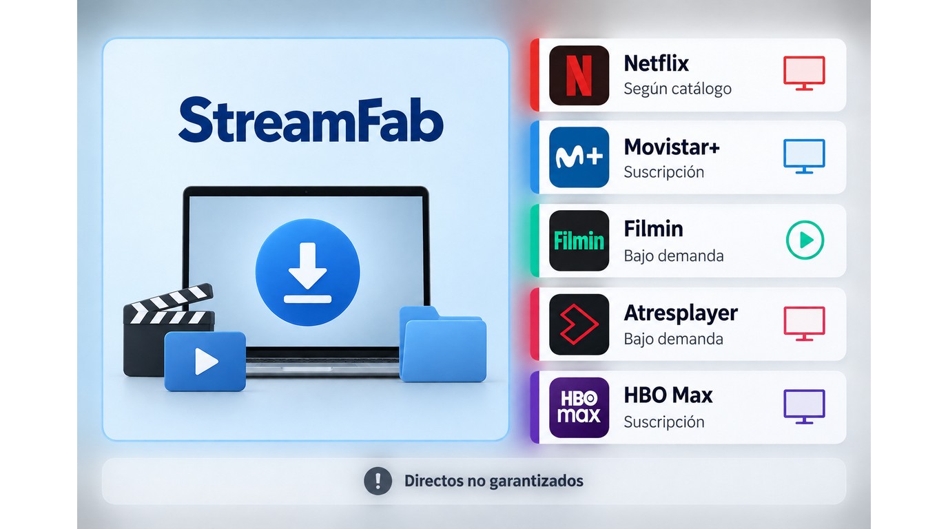 Compatibilidad de StreamFab con Netflix, Movistar+, Filmin, Atresplayer y HBO Max