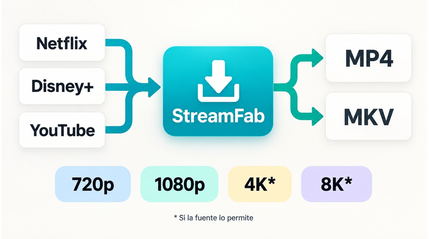 Cómo la fuente limita la calidad MP4 o MKV que StreamFab puede guardar.