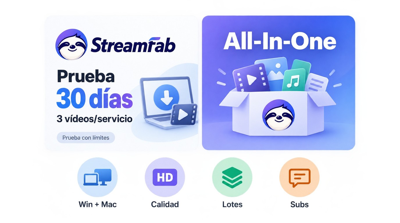 Prueba de StreamFab: 30 días, tres vídeos por servicio y funciones incluidas