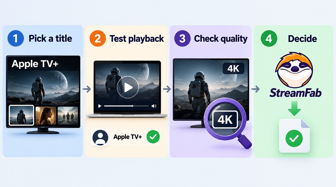 How to verify StreamFab reliability with the exact Apple TV title before purchase.