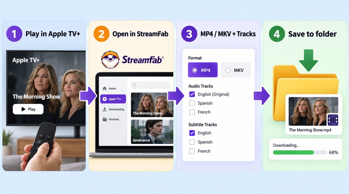 How to download an Apple TV title with StreamFab and save it as MP4 or MKV.