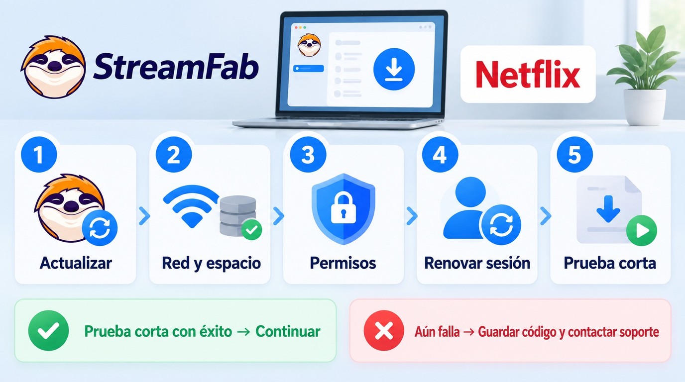 Cinco pasos para aislar fallos de StreamFab con Netflix sin reinstalar de inmediato