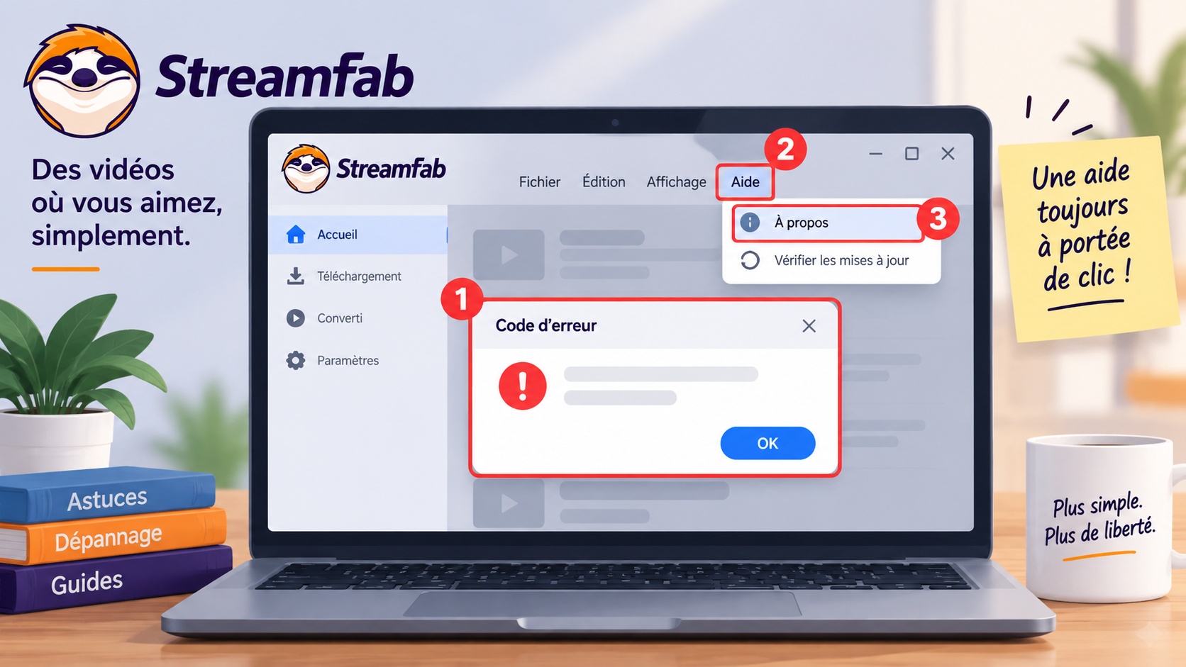 Code d'erreur StreamFab et vérification de la version avant le diagnostic