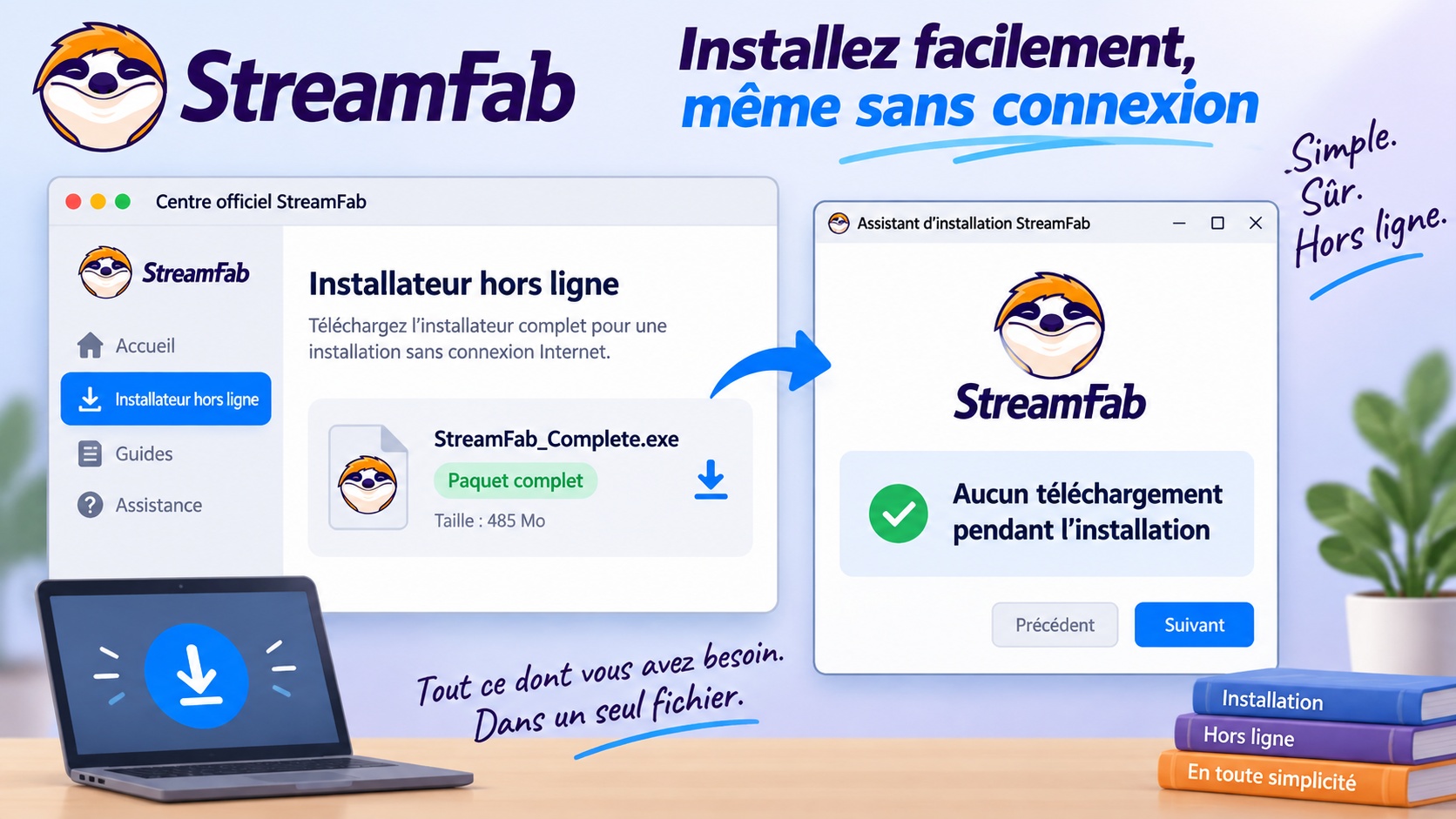 Téléchargement de l'installateur hors ligne StreamFab pour une connexion instable.