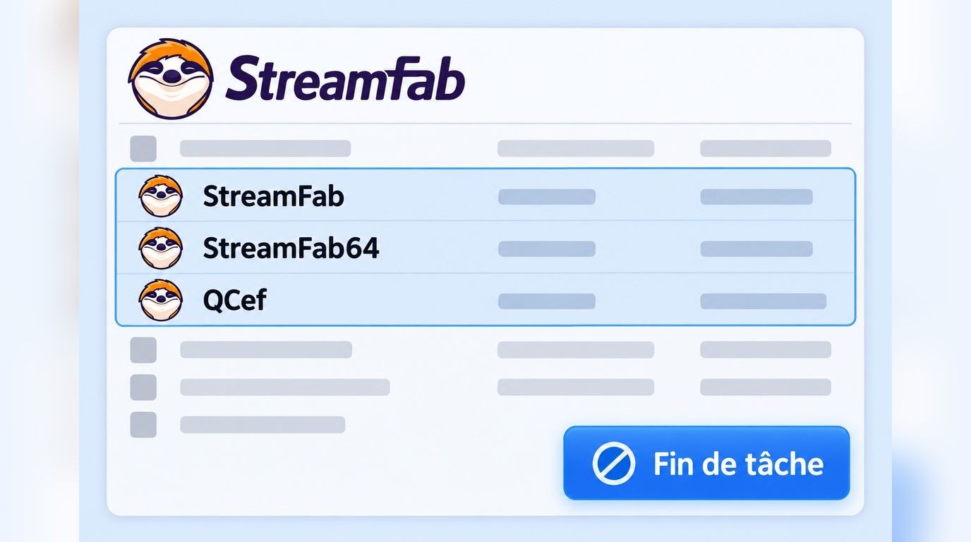 Processus StreamFab, StreamFab64 et QCef à fermer dans le Gestionnaire des tâches