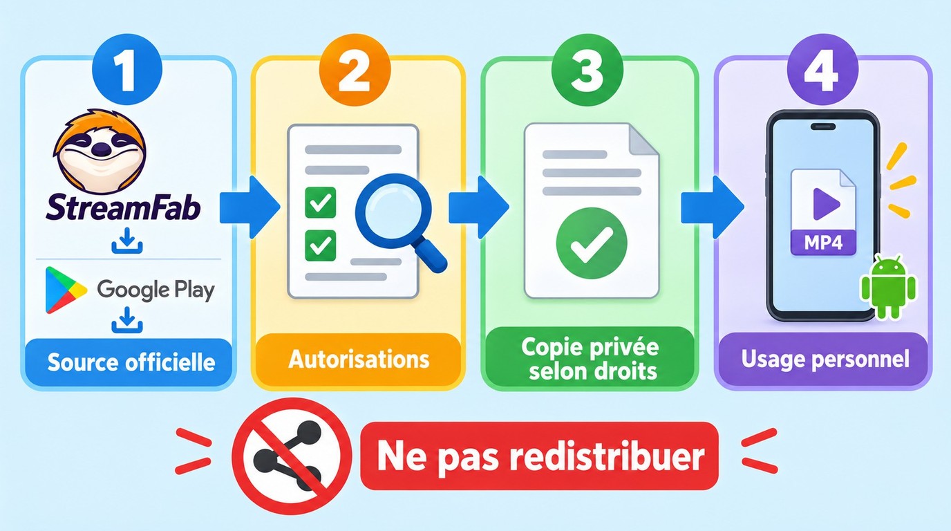 Parcours sûr de StreamFab depuis une source officielle jusqu'à un usage personnel autorisé