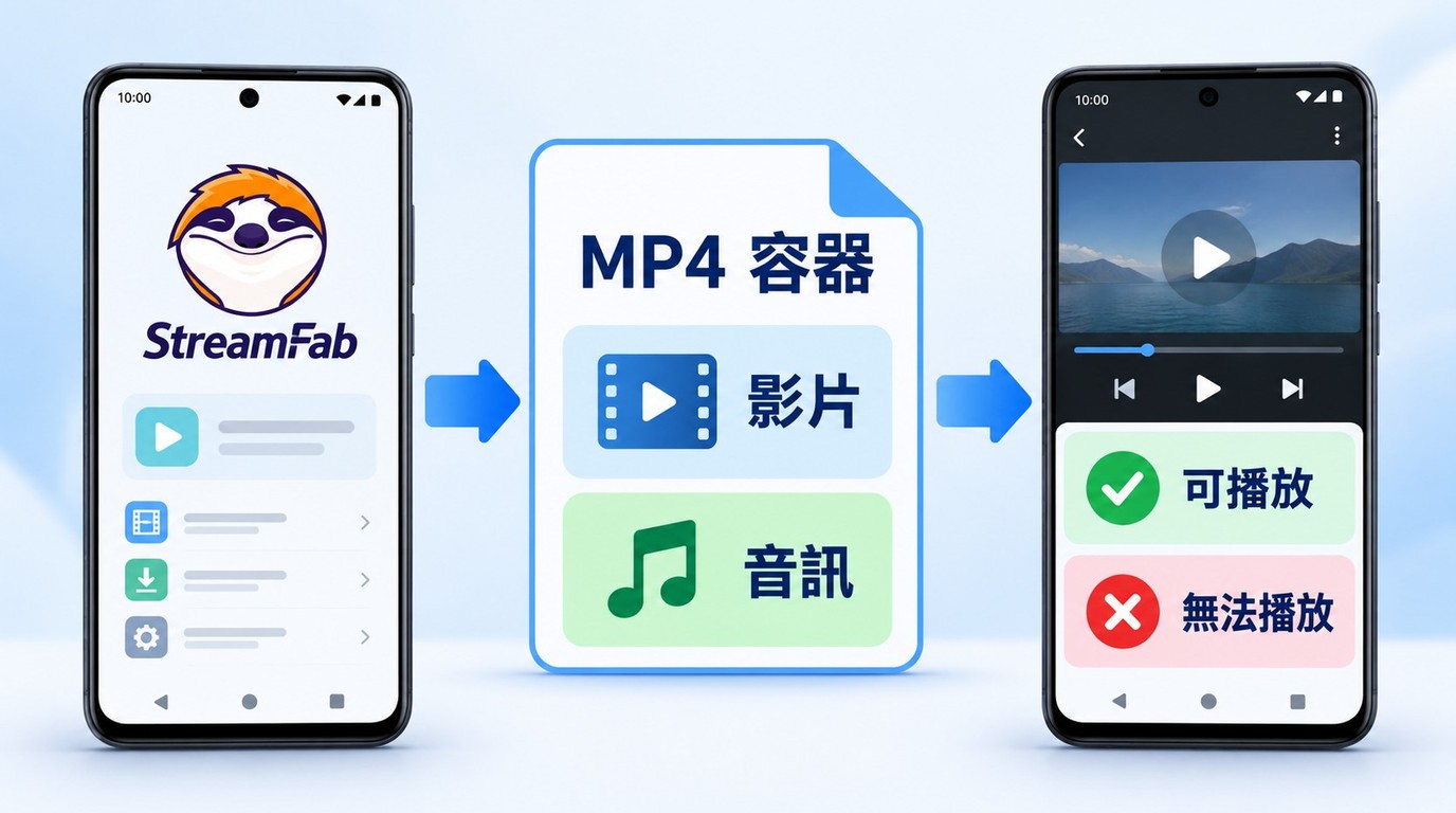 StreamFab for Android 的 MP4 包含影音編碼，播放器須相容才能播放