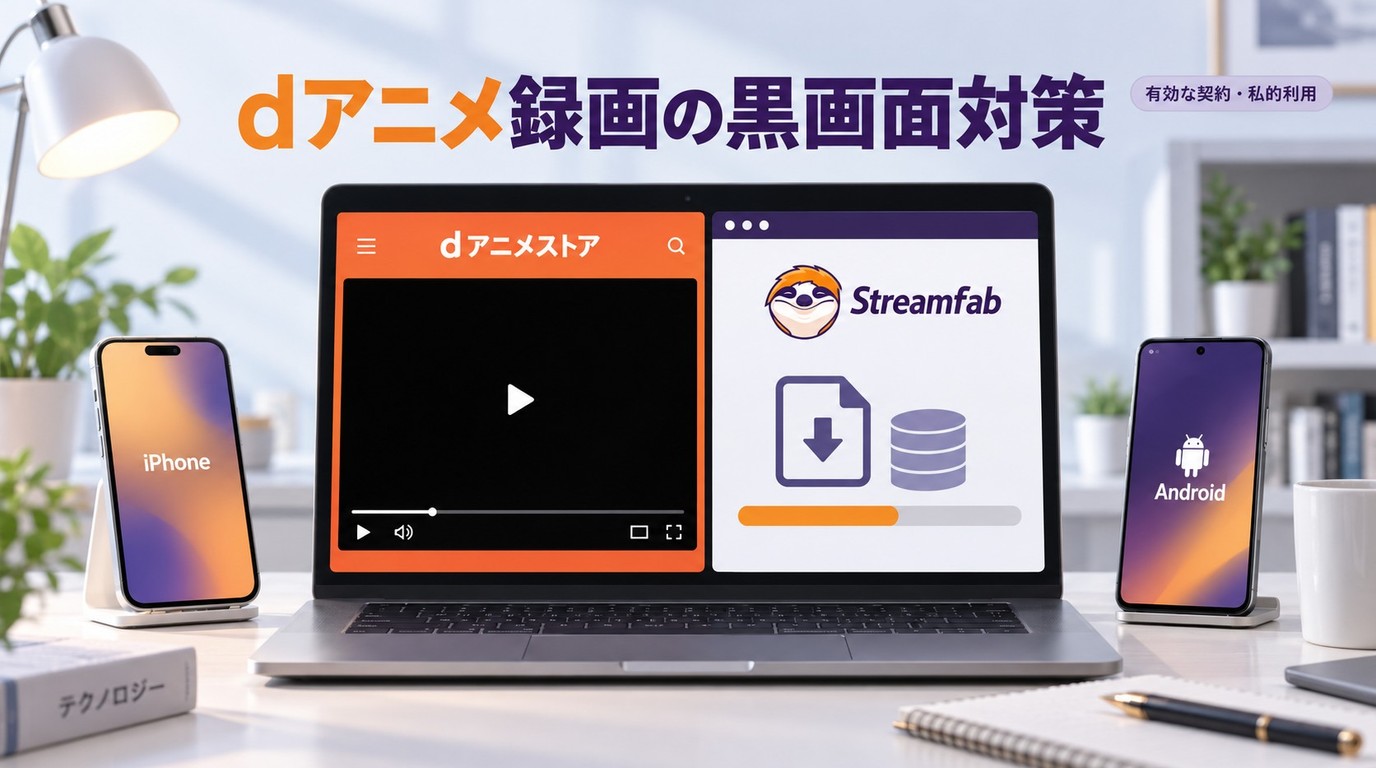 dアニメストアの録画が真っ黒になる理由とPC・スマホで保存する際の注意点