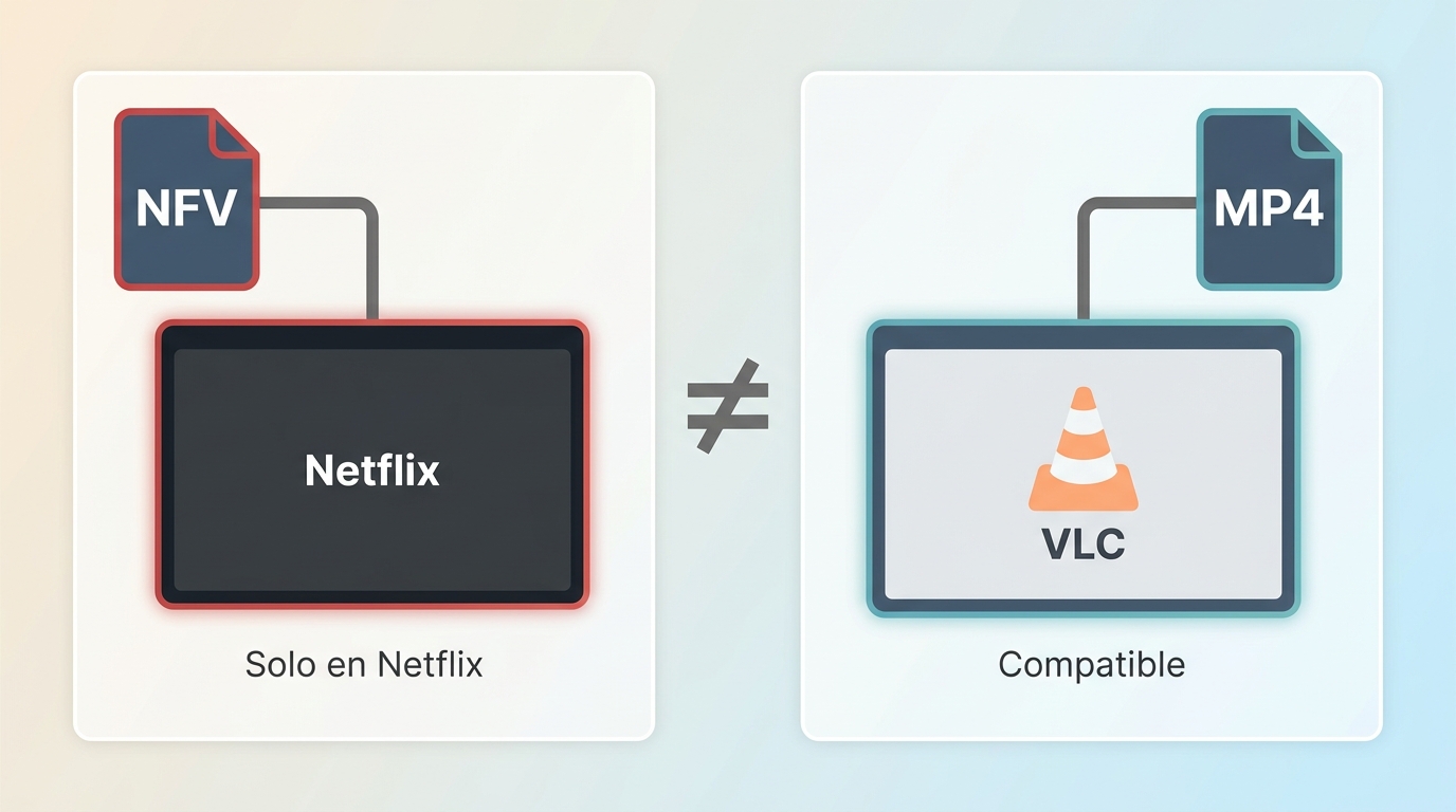 NFV de Netflix depende de la aplicación; un MP4 puede abrirse en VLC.