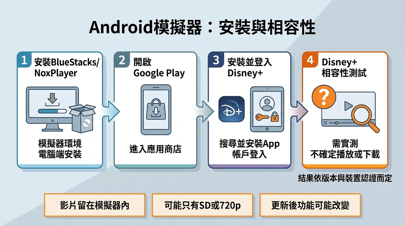 BlueStacks與NoxPlayer在Mac安裝Disney+的流程及畫質、相容性與檔案位置限制