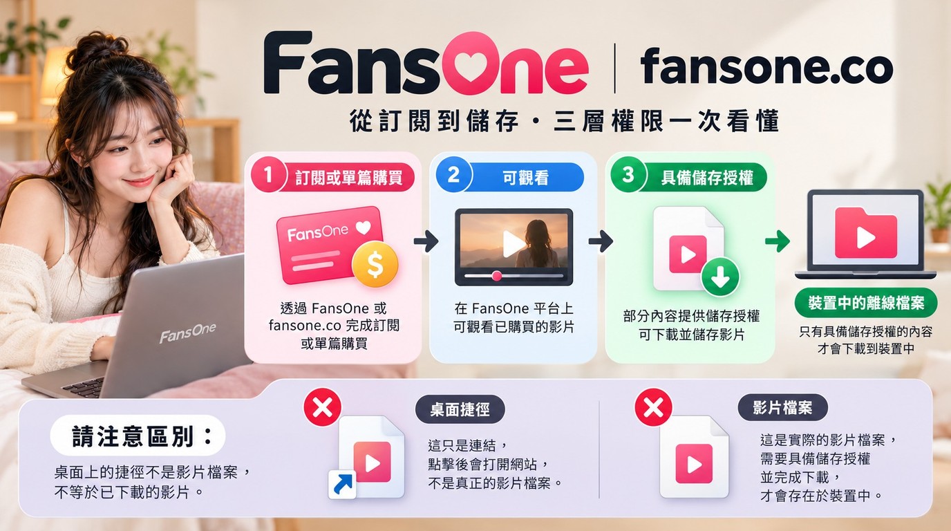 FansOne 訂閱、觀看權限與儲存授權的差異,只有獲准內容才能成為離線檔案